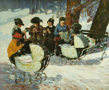 兵士たちのハイブリッジパークのための編み物 ジョージ・ラックス Oil Paintings